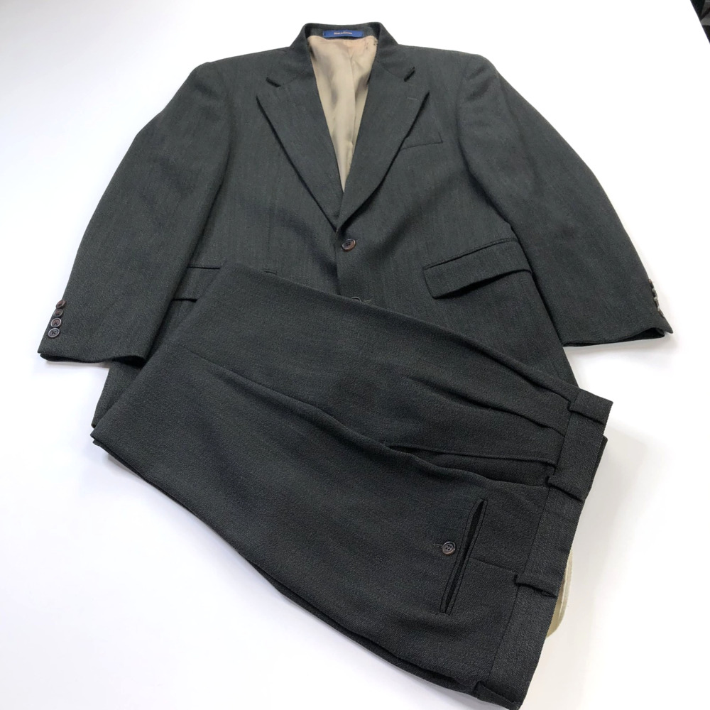 Chaps Ralph Lauren Vintage 41R Wool 2 Pc Suit (Fit 34W 29L) Dark Green